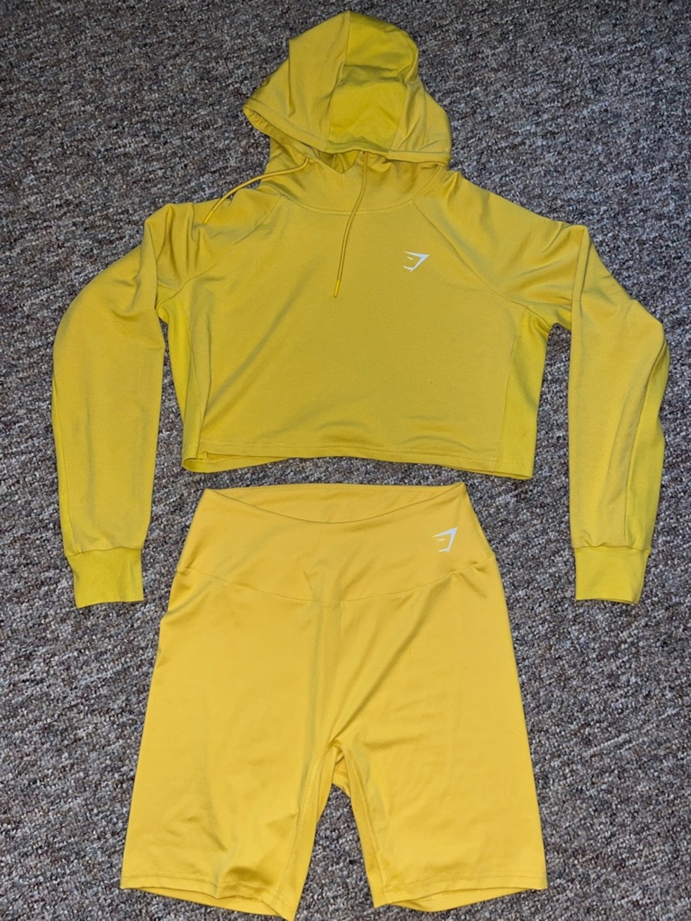 Gymshark Yellow Girls' Cropped Hoodie & Bike Shorts Set